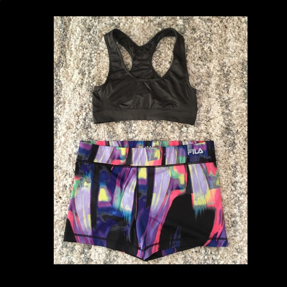 Fila running shorts & sports bra Size L